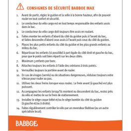 Babboe cargo bike sticker (big) safety instructions fr